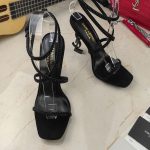 Saint Laurent Opyum Sandals In Crepe Satin And Rhinestones Black For Women 7323391UUAV1012