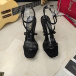 Saint Laurent Opyum Sandals In Crepe Satin And Rhinestones Black For Women 7323391UUAV1012