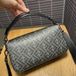 Fendi Baguette FF Fabric And Exotic Bag Black For Women 10.5 in/27cm 7VA572ALWIF1DYM
