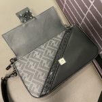Fendi Baguette FF Fabric And Exotic Bag Black For Women 10.5 in/27cm 7VA572ALWIF1DYM