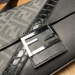 Fendi Baguette FF Fabric And Exotic Bag Black For Women 10.5 in/27cm 7VA572ALWIF1DYM