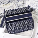 Dior Camp Bag Oblique Embroidery Blue/Grey For Women‎ 11in/ 28cm CD