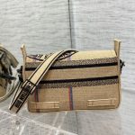 Dior Camp Small Bag In Beige Jute Canvas With Dior Union Motif For Women‎ 9in/23cm CD