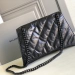 Balenciaga Crush Medium Chain Bag Quilted In Black For Women 12.2in/31cm 716393210IY1000