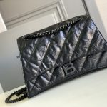 Balenciaga Crush Medium Chain Bag Quilted In Black For Women 12.2in/31cm 716393210IY1000