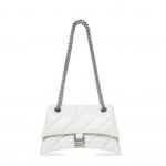 Balenciaga Crush Small Chain Bag Quilted In Optic White/Black For Women 9.8in/25cm 716351210J09001