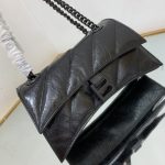 Balenciaga Crush Small Chain Bag Quilted In Optic White/Black For Women 9.8in/25cm 716351210J09001