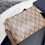 Dior Diamond Canvas A5 Pouch Light Blue/Brown/Black For Women‎ 10in/26.5cm CD