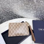 Dior Diamond Canvas A5 Pouch Light Blue/Brown/Black For Women‎ 10in/26.5cm CD