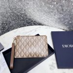 Dior Diamond Canvas A5 Pouch Light Blue/Brown/Black For Women‎ 10in/26.5cm CD