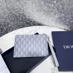 Dior Diamond Canvas A5 Pouch Light Blue/Brown/Black For Women‎ 10in/26.5cm CD