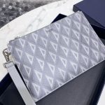 Dior Diamond Canvas A5 Pouch Light Blue/Brown/Black For Women‎ 10in/26.5cm CD