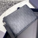 Dior Diamond Canvas A5 Pouch Light Blue/Brown/Black For Women‎ 10in/26.5cm CD