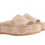 Gucci Jumbo Gg Platform Slide Sandal Beige For Women 730043 UKO00 8805