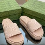Gucci Jumbo Gg Platform Slide Sandal Beige For Women 730043 UKO00 8805