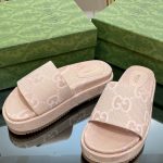 Gucci Jumbo Gg Platform Slide Sandal Beige For Women 730043 UKO00 8805