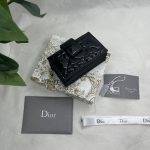 Dior Lady Dior 5-Gusset Card Holder Black/Burgundy/Grey/Light Black For Women 4in/10.5cm