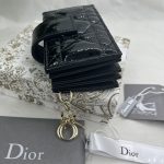 Dior Lady Dior 5-Gusset Card Holder Black/Burgundy/Grey/Light Black For Women 4in/10.5cm