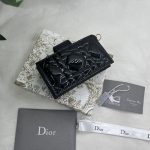 Dior Lady Dior 5-Gusset Card Holder Black/Burgundy/Grey/Light Black For Women 4in/10.5cm