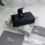 Dior Lady Dior 5-Gusset Card Holder Black/Burgundy/Grey/Light Black For Women 4in/10.5cm