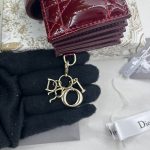Dior Lady Dior 5-Gusset Card Holder Black/Burgundy/Grey/Light Black For Women 4in/10.5cm