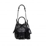 Balenciaga Le Cagole Small Bucket Bag In Black/Dark Blue/Sliver Tone For Women 11.8in/30 cm 7024321VG9Y1000