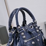 Balenciaga Le Cagole Small Bucket Bag In Black/Dark Blue/Sliver Tone For Women 11.8in/30 cm 7024321VG9Y1000
