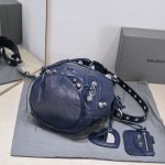 Balenciaga Le Cagole Small Bucket Bag In Black/Dark Blue/Sliver Tone For Women 11.8in/30 cm 7024321VG9Y1000
