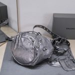 Balenciaga Le Cagole Small Bucket Bag In Black/Dark Blue/Sliver Tone For Women 11.8in/30 cm 7024321VG9Y1000