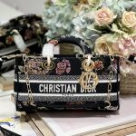Dior Medium Lady D-Joy Bag White/Black For Women 10in/26cm