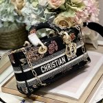 Dior Medium Lady D-Joy Bag White/Black For Women 10in/26cm