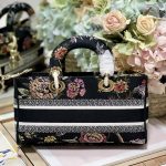 Dior Medium Lady D-Joy Bag White/Black For Women 10in/26cm