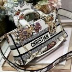 Dior Medium Lady D-Joy Bag White/Black For Women 10in/26cm