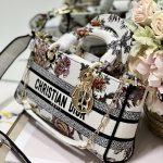 Dior Medium Lady D-Joy Bag White/Black For Women 10in/26cm