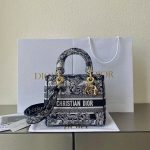 Dior Medium Lady D-Lite Bag Black For Women 9.5in/ 24cm