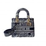 Dior Medium Lady D-Lite Bag Black For Women 9.5in/ 24cm
