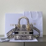 Dior Medium Lady D-Lite Bag White For Women 9.5in/ 24cm