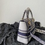 Dior Medium Lady D-Lite Bag White For Women 9.5in/ 24cm