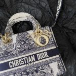 Dior Medium Lady D-Lite Bag White For Women 9.5in/ 24cm