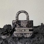 Dior Medium Lady D-Lite Bag Black For Women 9.5in/ 24cm M0565BRHZ_M911