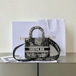 Dior Medium Lady D-Lite Bag Black For Women 9.5in/ 24cm M0565BRHZ_M911