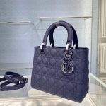 Christian Dior Medium Lady Dior Bag Dark Blue For Women 9.5in/24cm