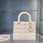 Christian Dior Medium Lady Dior Bag Dark White For Women 9.5in/24cm