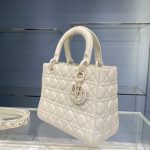 Christian Dior Medium Lady Dior Bag Dark White For Women 9.5in/24cm