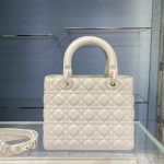 Christian Dior Medium Lady Dior Bag Dark White For Women 9.5in/24cm