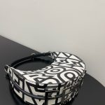 Fendi Medium Nano Fendigraphy Hobo Bag Black And White For Women 11.5in/ 29cm