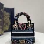 Dior Mini Lady D-Lite Bag White/Black For Women 6.5in/17cm