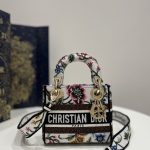 Dior Mini Lady D-Lite Bag White/Black For Women 6.5in/17cm