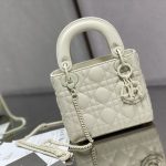 Dior Mini Lady Dior Bag Black/Jade Green/White/Beige For Women 6.5in/17cm