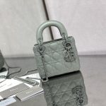 Dior Mini Lady Dior Bag Black/Jade Green/White/Beige For Women 6.5in/17cm